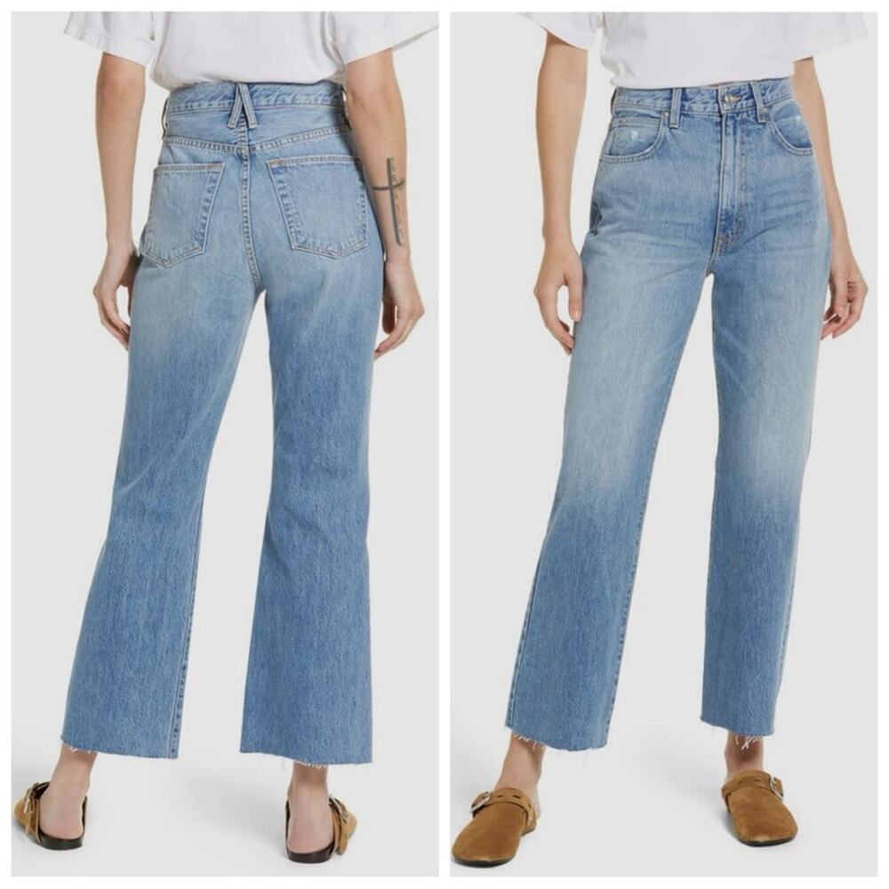 SLVRLAKE Frankie Flare Leg High Rise Crop Jeans Better Days Light Wash Blue 26